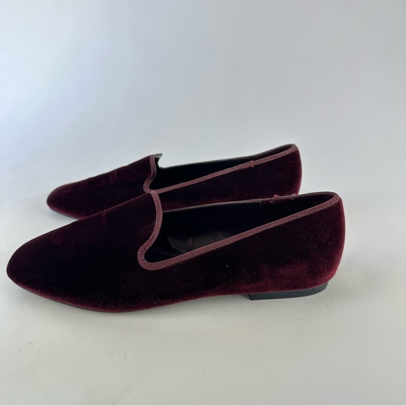 Zara burgundy velvet flat low heel smoking driving loafers 40/9 - Picture 4 of 7